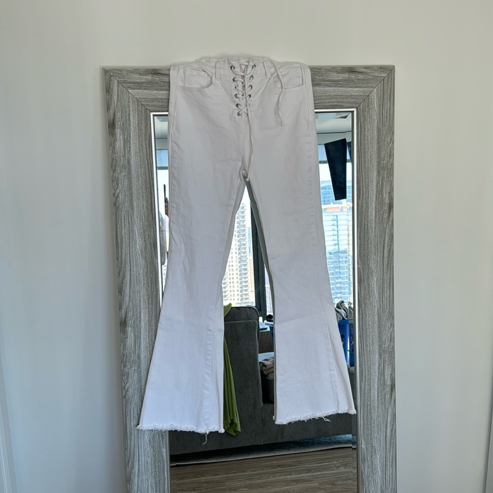 White flare jeans